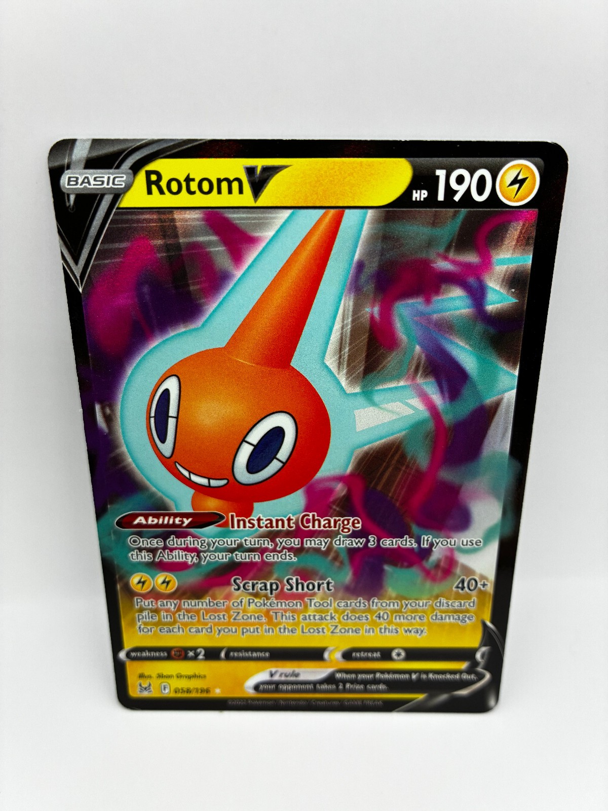 Rotom V 58/196 - Ultra Rare - Lost Origin - NM - Pokemon TCG
