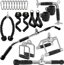 LAT Bar Cable Attachment with Rubber Handgrips, Deluxe White 35.5inch Set 