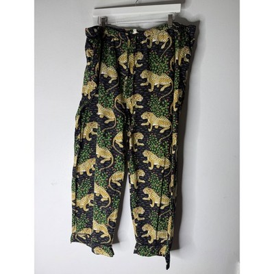 Printfresh bagheera leopard print pajama pants green size 3X