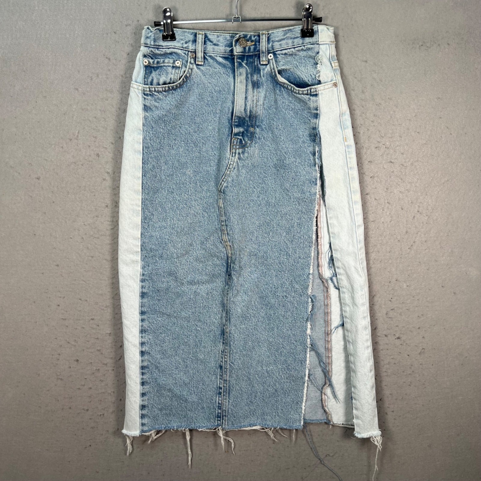 Mango Womens Size Small Denim Patchwork Maxi Skir… - image 1