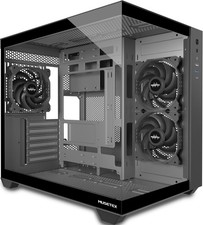 MUSETEX ATX PC Case, 3 x 120mm Fans 16.54"d X 11.61"w X 14.49"h, Black