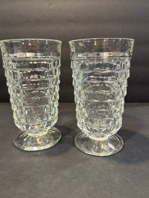 VINTAGE FORSTORIA AMERICANA CUBIST FOOTED ICED TEA OR WATER GOBLETS