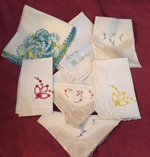 VTG Lot/7 Hankies Floral/Lace/Linen/ Embroidered Ladies NEVER USED