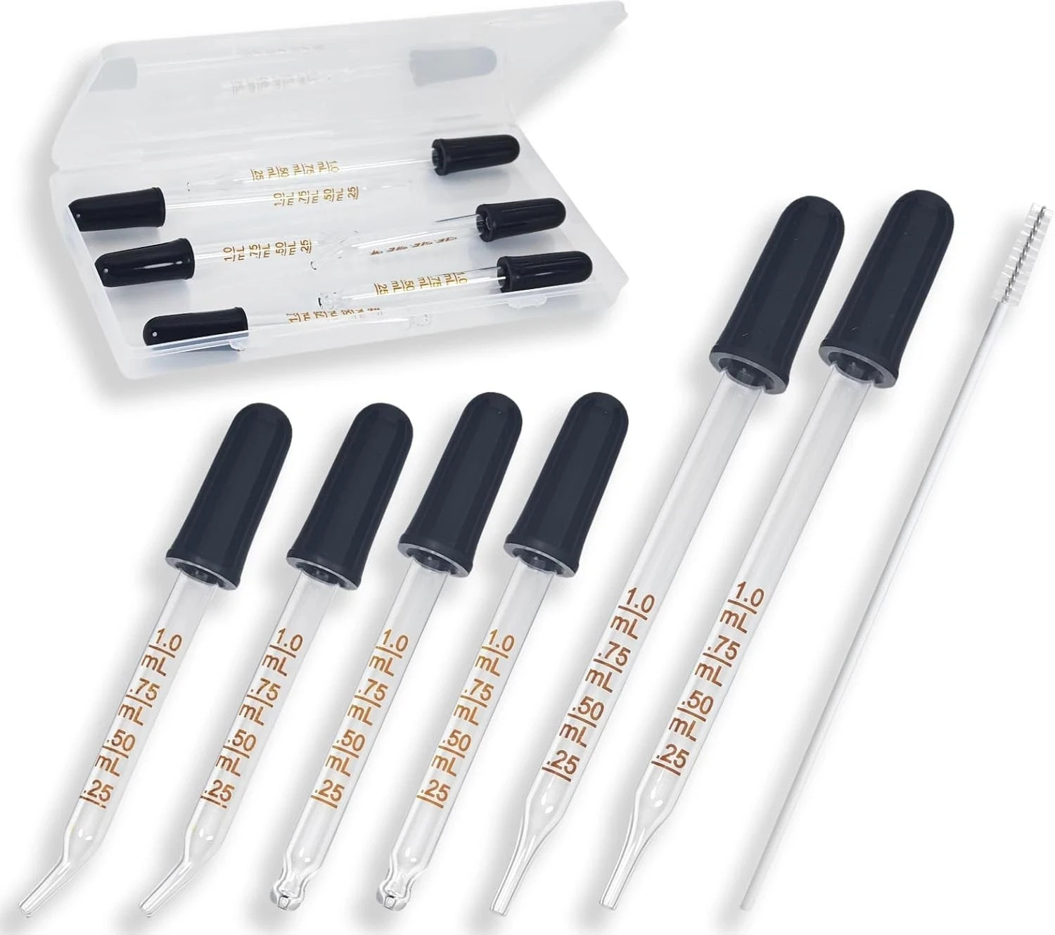 Dropper With Thread 6 Pack Glass Pipette Dropper with Brush - Bent & Straight Tips 1 ml Eye ...