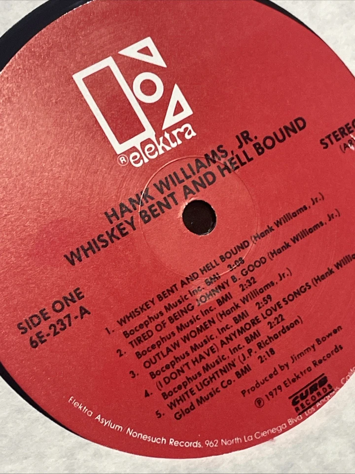 Whiskey Bent And Hell Bound LP Hank Williams, Jr. Vinyl 1979 6E-237 Elektra - Image 4 of 4