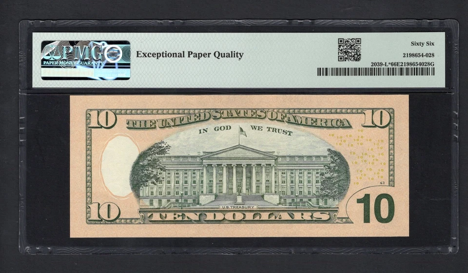 United States-Federal Res 10 Dollars 2004A Fr#2039-L* (GL* Block) UNC Grade 66 - Image 2 of 2