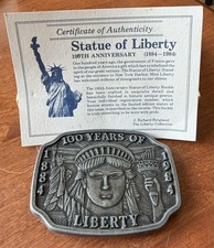 Vintage 100 Years of Liberty 1884 1984 Statue of Liberty Belt Buckle