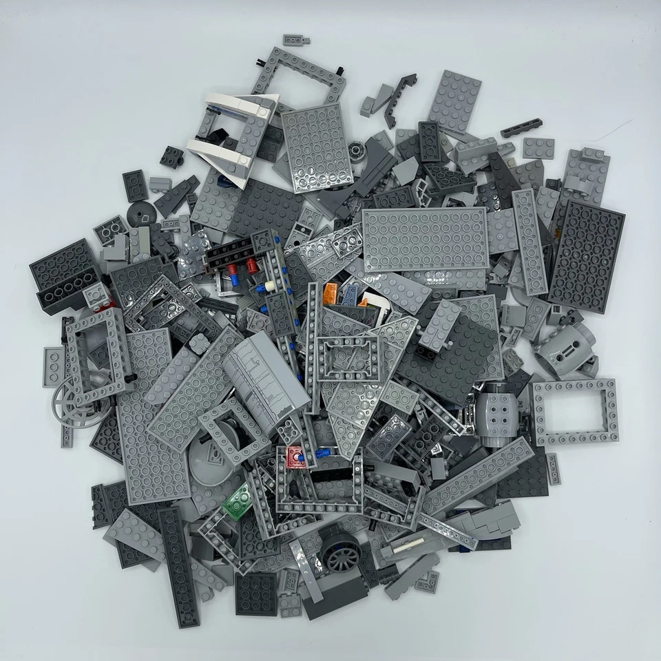 LEGO Bulk 2 Lb Lot Pieces Parts Genuine Mostly Gray Base Plates Bars Bricks - Image 4 of 4