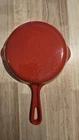 Vintage Griswold No 4 Cast Iron Red & Cream Enamel Skillet 702A