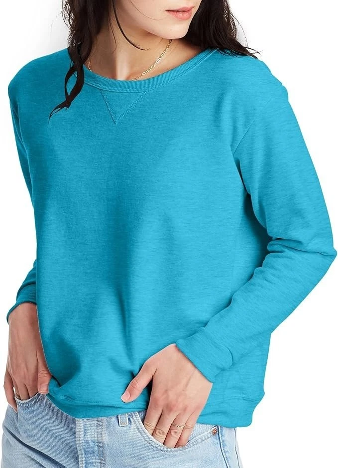 Sudadera para mujer Hanes EcoSmart polar cuello redondo muesca en V, talla S-2XL Foto 2 de 4