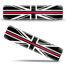 British Flag Red Line 3D Silicone Gel Sticker - EU Made | F 63