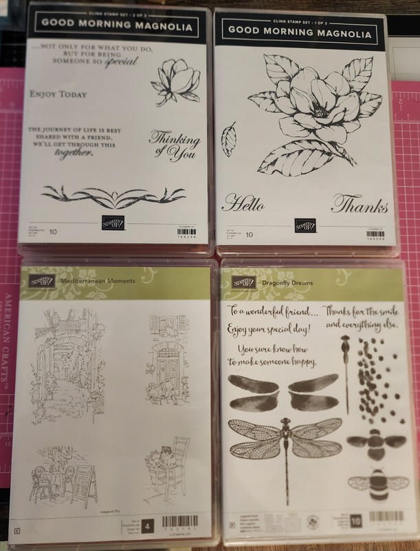 Stampin Up Stamp sets -Good Morning Magnolia (2), Dragonfly Dreams, Med.Moments
