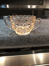 Vintage Jeanette Glass Co Pink Depression Glass Sugar Bowl Cubist/Cube Pattern