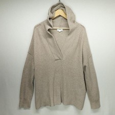 Aerie Sweater Womens Medium Beige Waffle Knit Hooded Oversize Cozy Soft