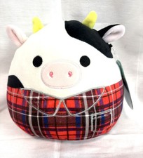 Squishmallows Flannel Connor the Cow 7" Fall Plaid Harvest W/Tag