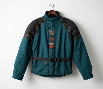 Vintage Rukka Gore-Tex Motorcycle Jacket L 50 Belted Armored Touring Green 90s