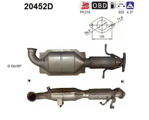 Catalizzatore 20452D AS per FORD FOCUS II FOCUS II Turnier FOCUS II Tre volumi