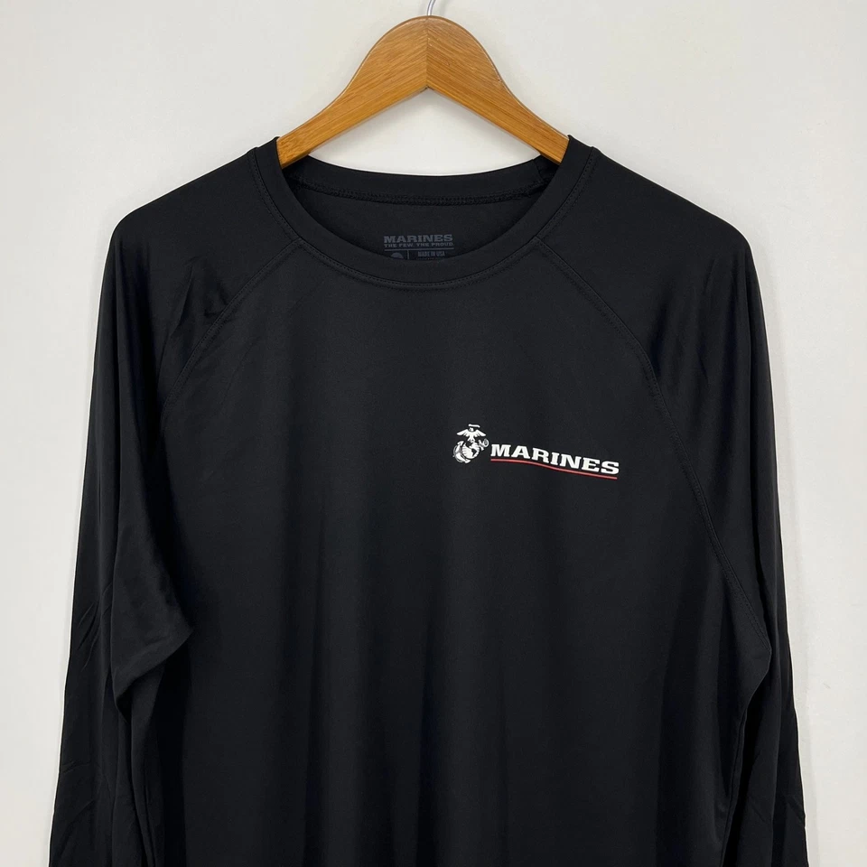 Camiseta de manga larga USMC Marines para hombre talla XL negra que absorbe la humedad EE. UU. NUEVA SIN ETIQUETAS Foto 3 de 4