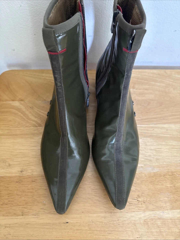 Botas de tornozelo femininas raras Nike Lab G Series designer biqueira pontiaguda sapatos de chuva tamanho 8 B - Imagem 4 de 4