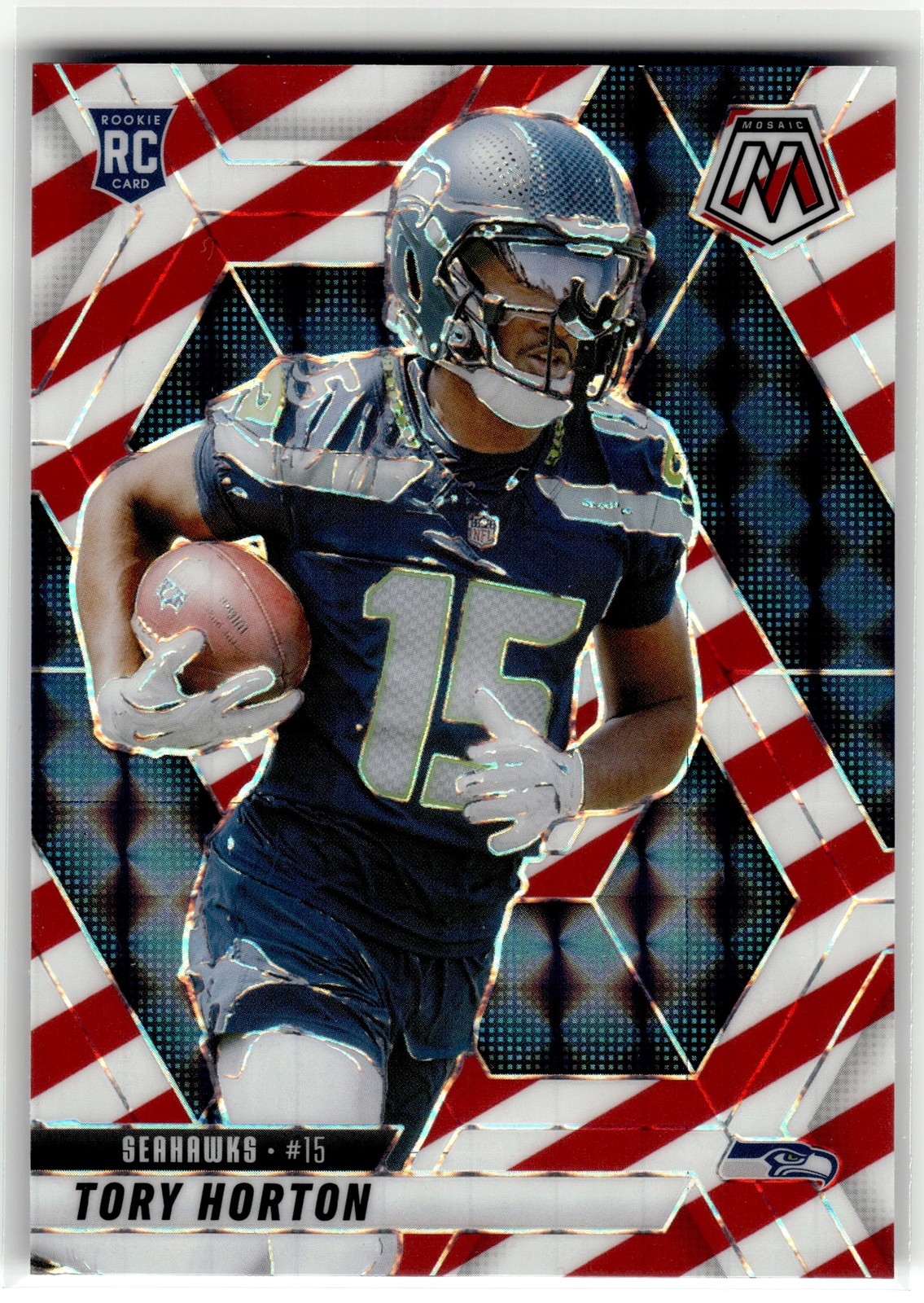 Tory Horton 2025 Panini Mosaic #396 Rookie Seahawks Mosaic Red White Stripe RC