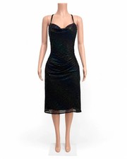 Bob Mackie Black Multi Beaded Midi Dress For Women Cocktail Party Size 2-24W