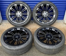 23" GLOSS BLACK GENUINE RANGE ROVER  ALLOY WHEELS 1075 PIRELLI TYRES 285/40/23