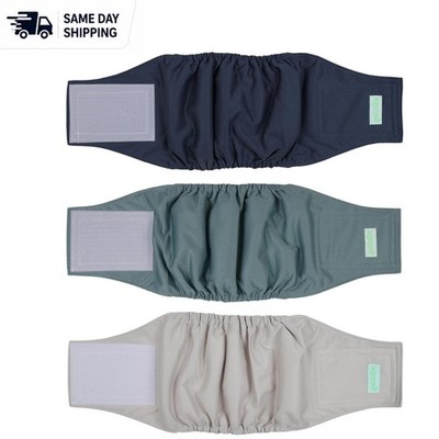 Eco-Friendly Washable Dog Diapers - 3 Pack for Small Male Dogs, Soft and Stylish
