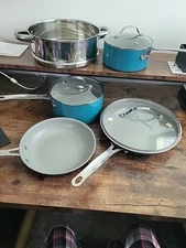 Gotham Steel Aqua Blue Cookware Set: 8 Piece Nonstick, Oven & Dishwasher Safe