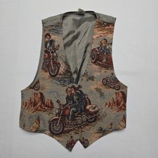 Backroad Blues Motorcycle Tapestry Vest Womens Large Made in USA Biker 80s
