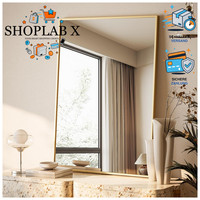 Wandspiegel Rechteckig 76X51Cm Gold Rahmen HD Spiegel FüR Badezimmer Wohnzimmer