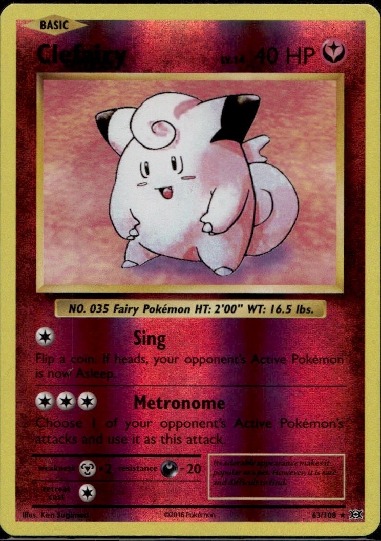 Clefairy Reverse Holofoil Holo Rare XY - Evolutions 63/108 NM