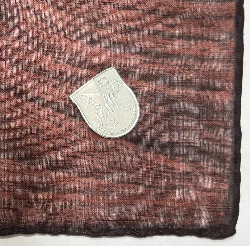 Pañuelo de Colección Hankie Stoffels Girasoles Marrón Bkgrd Bordes Enrollados Suiza Foto 4 de 4