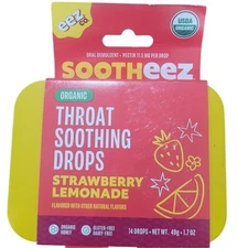 Eez Co. Sootheez Organic Throat Soothing Drops – Strawberry Lemonade – 14ct