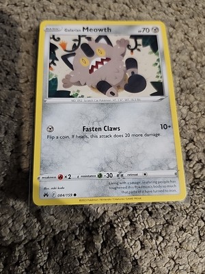 Pokemon TCG Galarian Meowth 084/159 Crown Zenith NM