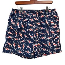 Columbia PFG Mens M Flag Sharks Swim Fishing Shorts Lined Drawstring Pocket