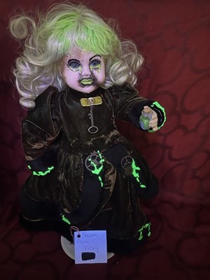 OOAK Creepy Doll, Steam Punk Vicky, 14'' Tall, Halloween Prop, Hand Painted-9441