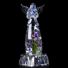 Acrylic Angel Figurines, Lighted Christmas Angel, Praying Woman Sculpture, Cr...