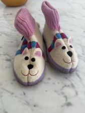 Garnet Hill Polar Bear Slippers Boiled Wool Toddler Size 11 Winter Christmas