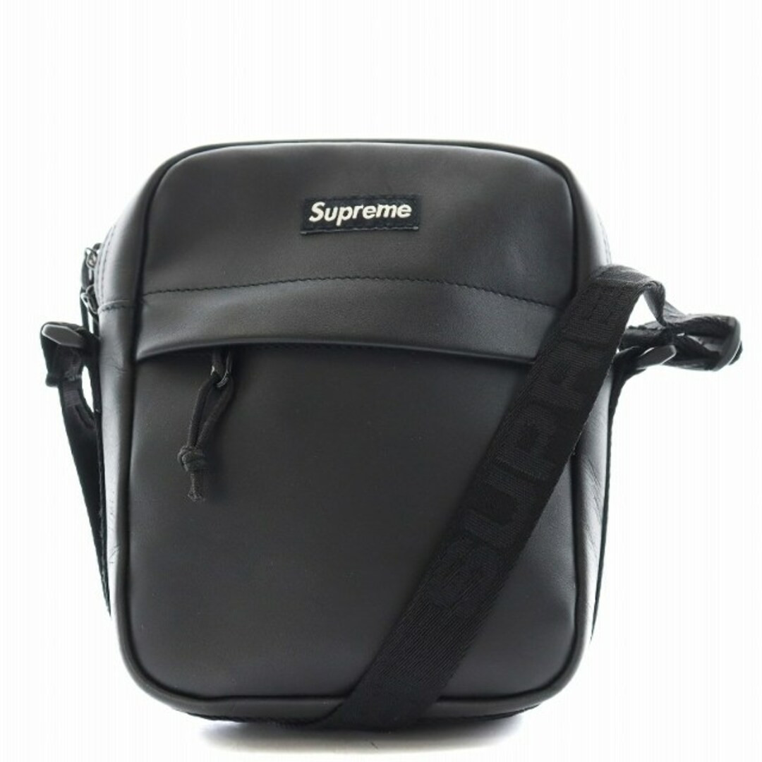 Supreme 23FW Leather Shoulder Bag Logo Black AN6 AA Used  