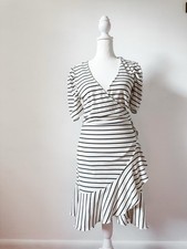 Saylor Mini Wrap Dress Black And White Stripe 