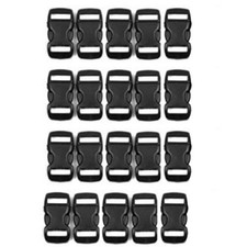 3/8 Inch, 20 Pack Black Plastic Side Release Buckle for Paracord Bracelets 3...