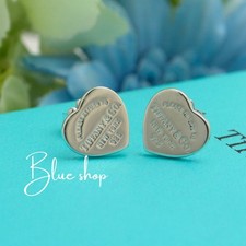 Tiffany  Co. Return to MINI Heart Tag Stud Earrings Sterling Silver 925
