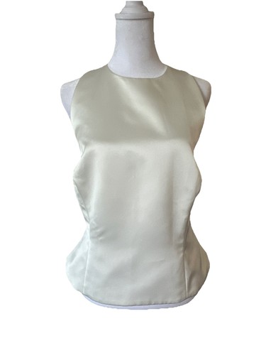 NWT Vintage Anne Klein II White Ivory Satin Silky Open Back Halter Top Size 14 - Picture 2 of 12