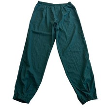 Nike Vintage Mens Large Green Nylon Track Pants Windbreaker Swishy