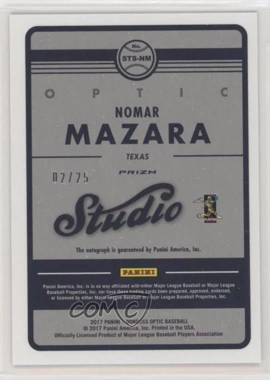 2017 Panini Donruss Optic Studio Signatures Blue Prizm /25 Nomar Mazara Auto - Image 2 of 2