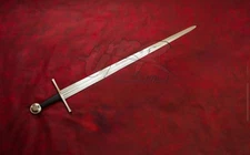 Custom Handmade D2 Tool Steel Crusader Sword WITH LEATHER SHEATH