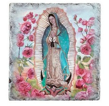 Nuestra Señora de Guadalupe Resina Arqueada 8x8 Azulejo Placa Soporte Virgen Guadalupe Cuadro