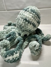 Handmade Plush Octopus Stuffed Animal Medium Green White Yarn 14-24 in 2024
