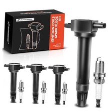 Set of 4 Ignition Coil Pack and Iridium Spark Plugs  Compatible with Black