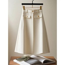 2024 Autumn New Simplicity Temperament A-line Skirt Ladies Fashionable Buttons S